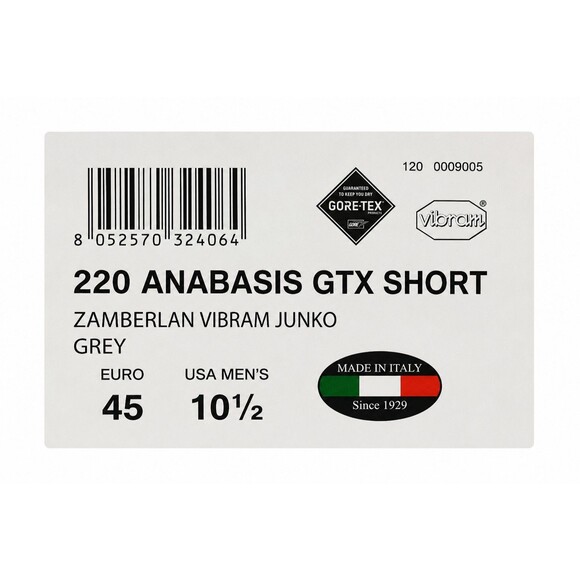 Zamberlan 220 Anabasis GTX Short Hiking Shoes Men’s Italy Vibram EU 45 US 10.5 main image 10
